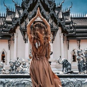 Elegant Tan Maxi Dress